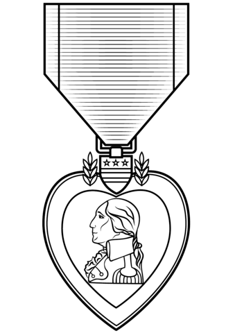 Purple Heart Medal  Coloring Page